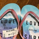 LiveLoveDream Women’s Flip Flops, Surf Theme w/ Glitter Straps, Sz 10, New! Photo 1