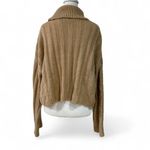 Tan Cable Knit Cropped Turtleneck Sweater Brown Size L Photo 2