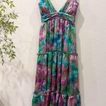 Liv Foster Printed Jacquard Tiered Gown Purple Multi Size 6 NWT Vacation Ready Photo 4