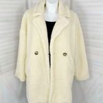 Pretty Little Thing  Faux Sherpa Double Breasted Teddy Coat Cream 10 Borg Lapel Photo 0