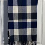 Checkered Navy and White Super Soft Blanket Scarf Shaw 74” x 26” Blue Photo 0