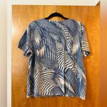 Chico's Chico’s Blue Short Sleeve Top Brushstroke Abstract Art All-Over Print Shirt 3 Photo 9