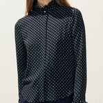 Claudie Pierlot navy polka Swiss dot button down shirt size 6 Blue Photo 0