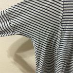Sundance  Black & White Striped Long Sleeve V-Neck Raw Hem Cotton Tunic Top Large Photo 2