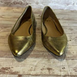 joe's jeans  Gold Metallic Pointed Slip-On Flats Size 6.5 Pebbled Leather Fall Photo 3