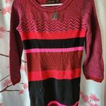 The Limited NWT Women's  Sweater Dress Red Black Pink Stripe Herringbone Size XS Photo 0