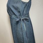 Old Navy Women Maternity XS Blue Denim Cross Over Side Tie Waist Dress Jumper Photo 2