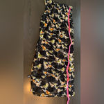 Banjara Black Scarf with Multicolor Bird Print Rayon‎ Green Orange White Flowy Photo 4