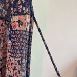 Siren Lily Women Sheer Maxi Komono Dress Blue w/ Pink Flowers & Front Tie Sz 1X Photo 6
