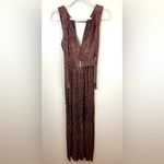 Sabina Musayev Helena Dress in Bronze Metallic Maxi Tiered Maxi Dress Size L Gold Size L Photo 2