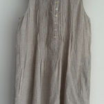 Quince European Linen Swing Dress Small Beige Flax Color Sleeveless Pintuck Photo 0