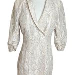 Lulus  Double Breasted Dress Size Small Beige Ronan Lace Mini‎ Cocktails Party Photo 0