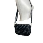 Badgley Mischka  Black Vegan‎ Leather Crossbody Bag Quilted Designer Adjustable Photo 2