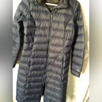 Eddie Bauer Women down Puffer long jacket hoodie Coat sz S lightweight full zip Photo 6