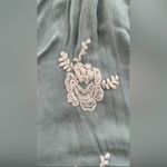 Free People  Size XS Boho Embroidered Mini Dress Misty Green Emma V-Neck Photo 3