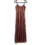 Dress the Population NWT  Antoinette Sleeveless Burgundy Gold Lace Maxi Dress S Photo 3