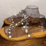 Copper Key Faux Pearl Clear Jelly Slip On Sandal Shoes Size 7.5 Photo 4