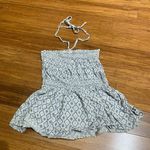 Polo Jeans Top Womens Small Smocked Halter Tank Geometric Diamond Cotton Summer White Photo 2