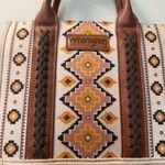 Wrangler Aztec Tote Bag Purse Crossbody Western Neutral Leather Detail Photo 2
