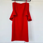 Chelsea 28 off the shoulder flutter sleeve red cocktail dress flawed sz 2P NWOT Photo 13