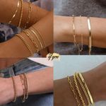 Gold Bracelets for Women, 14K Gold Plated Dainty Bracelets Set, Layered Chain Bracelets Pack Jewelry Photo 5