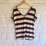 Banana Republic purple & cream striped short sleeve top women’s size S Photo 3