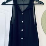Lulus Forever 21 Black See-Through Button-Up Dressy High Low Tank Top Blouse | Size: M Photo 2