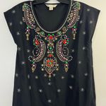 Anthropologie Yumi Chiaroscuro Black Boho Shift Beaded Jeweled Dress Size PS Photo 2