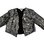 Vintage Lew Magram Silver Sequin Open Front Bolero Jacket, Sz M Size M Photo 8