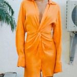 ZARA Orange Satin Knot Dress Photo 0