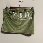 Von Dutch Velour Matching Set Wide Leg Track Pant Tube Top Olive Green- Size 1X Photo 4