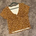 Rebellious Dreamer brown floral crop top tie front vneck Size L Photo 0