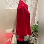 NWT RED SILK SILKY LONG SLEEVED BLOUSE/PAJAMA TOP Size XL Photo 1