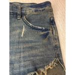 Free People  Women’s Button Fly Distressed Denim Shorts 26 Dark Blue Boho Casual Photo 3