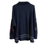 J Jill Women Size M Blue Aztec Knit Funnel Neck Sweater Poncho Boho Southwestern Size M Photo 2
