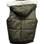 Pennsylvania Embroidered Olive Green Faux Fur Trim Puffer Vest Size Medium Photo 5