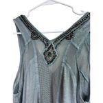 Free People  Bluish Gray Beaded Mesh Tank Top Small Photo 9