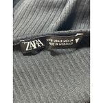 ZARA  Women's Black Ribbed Knit V-neck Short Puff Sleeve Crop Blouse Top Size S Photo 2