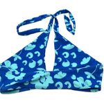 Womens Bikini Top Crisscross Halter Floral Aqua Blue M Size M Photo 1