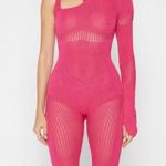 Maniere De Voir NWT  fuchsia Barbie pink contour one sleeve knit playsuit romper Photo 0