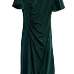 Green Midi Dress Ruched Cocktail Party Career Elegant Women's Medium SEE DESCRIP Photo 0