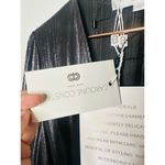 NWT Caroline Constas Gunmetal Silver Draped Style Metallic Shimmer Dress Large Photo 10
