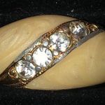 Size 6 Vintage Gold Tone & Shimmer Enamel CZ Rhinestone Dome Fashion Ring Photo 1
