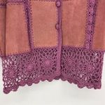 Y2K Vintage Mauve Pink Leather Patchwork Pieced Long Sleeve Top NWT size Medium Photo 5