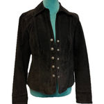 Dress Barn Y2K  Black Suede Leather Jacket Women’s Small Snap Front Boho Western Photo 0
