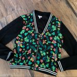Bongo   Mesh Sleeve VARSITY Jacket Juniors Size L Large Zip Cardigan Floral Photo 6