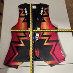 Lone Wolf Vest Womens Small Multicolor Southwestern Aztec Open 100% Cotton S Black Photo 2