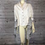 Marisa Baratelli 1990s Silk Blouse Black White Abstract Trim Size 12 Photo 14