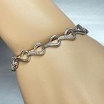 925 Sterling Silver Real Diamond Abstract Link Bracelet 7 1/2" Photo 0