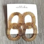 Ettika  Gold Plated Double Hoop Oval Mesh Dangle Earrings Photo 0